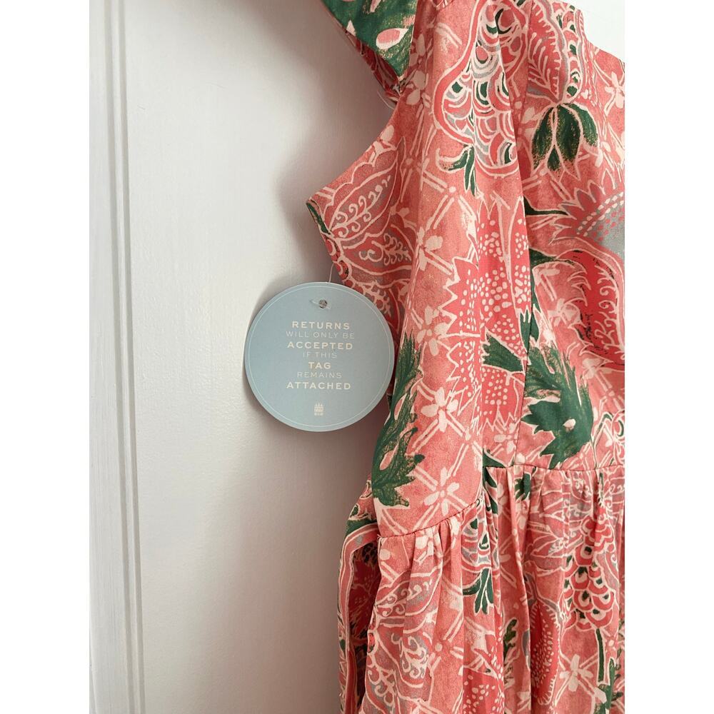 Hill House Home The Pippa Maxi Smocked Dress Rose Calico Trellis Floral Ruffle L - Picture 11 of 13